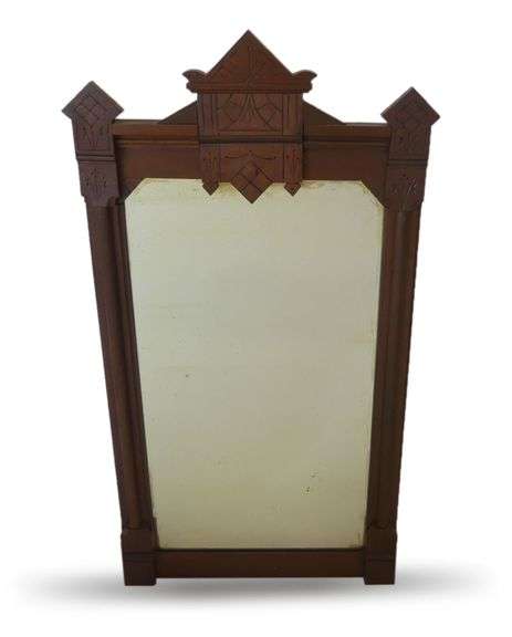 Antique Wooden Framed Wall Mirror image