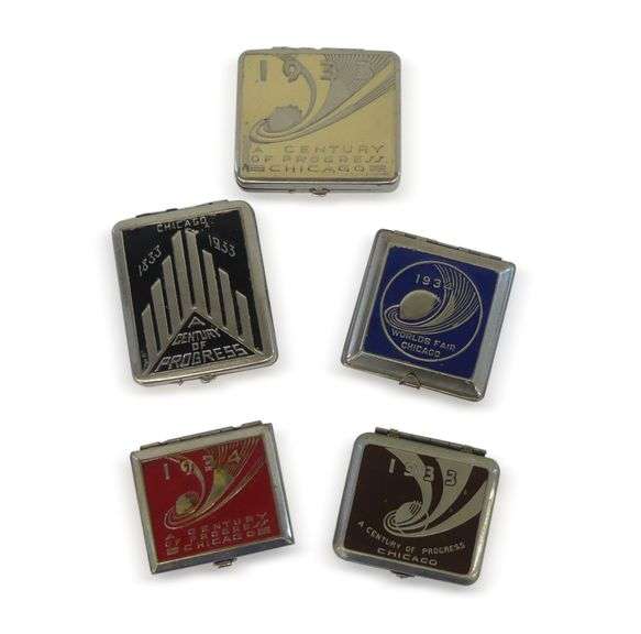 Five Chicago 1933-1934 Century of Progress World's Fair Souvenir Compacts image