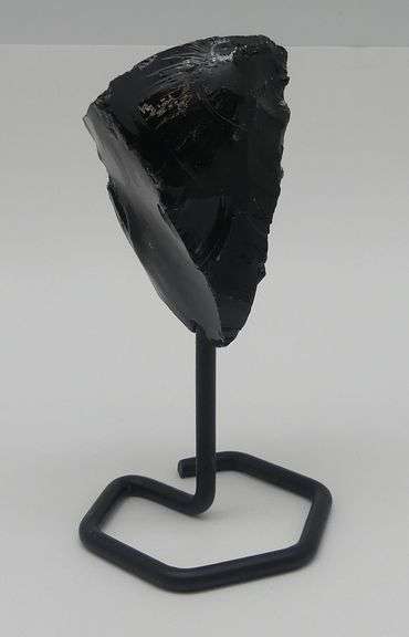 Obsidian Specimen on Metal Stand...6 in. tall image