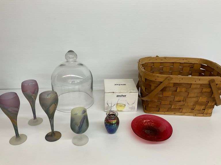 Variety of Glassware, Wooden Basket, and More image