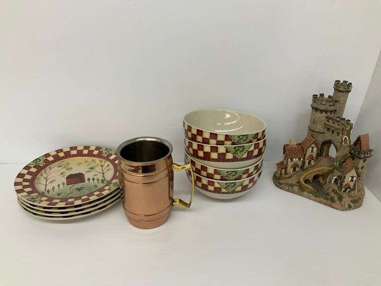 Thomson Pottery Plates and Bowls, Copper Mug, David Winter Castle Gate image
