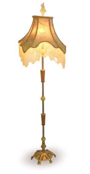 Ornate Floor Lamp with Beaded Shade image