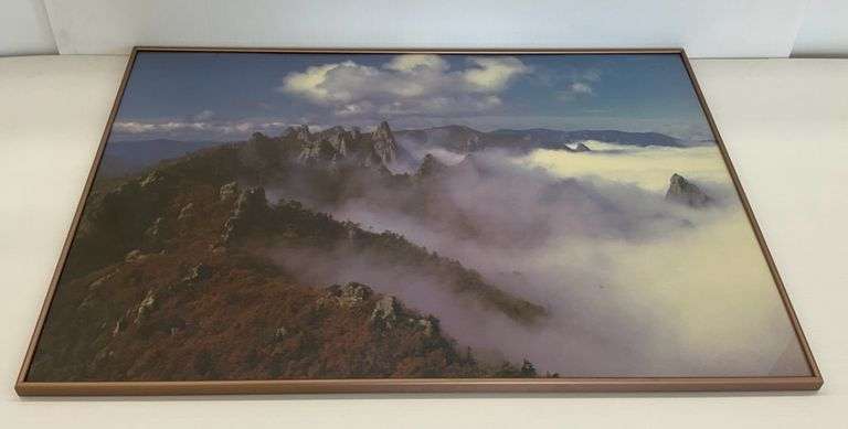 Framed Mountain Landscape Print... see photos image