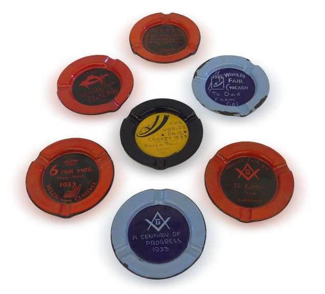 Seven 1933-1934 Chicago World's Fair Souvenir Ashtrays image