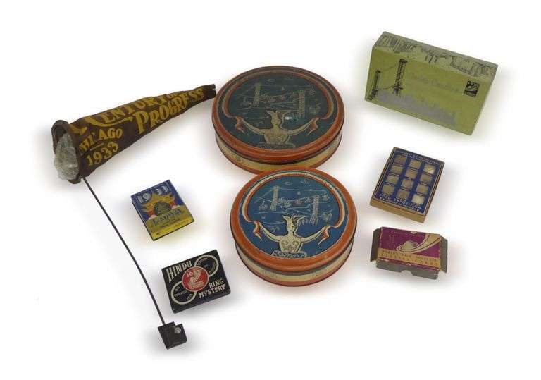 1933-1934 Chicago World's Fair Souvenir Lot - Boxes, Tins, and More image