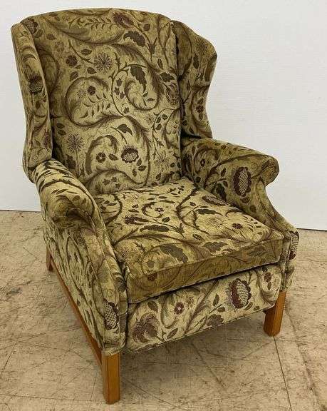 Walter E. Smithe Floral Pattern Upholstered Recliner - Custom Furniture... see description image