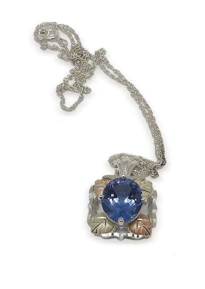 12K Gold & Sterling Silver Necklace with Blue Amethyst Pendant image
