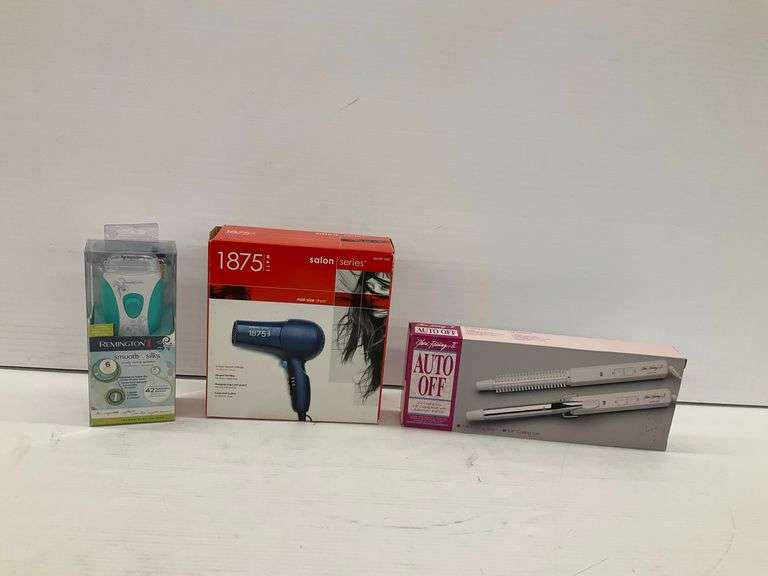 New Remington Smooth & Silky Epilator, 1875 Watt Hair Dryer & Gloria Redding Curling Iron image