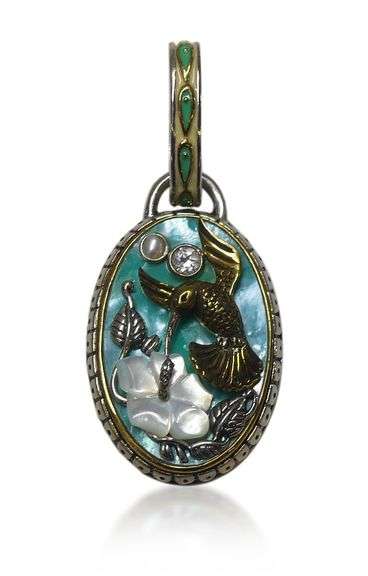 Dream Sterling Silver & Bronze Hummingbird Pendant  with Mother of Pearl image