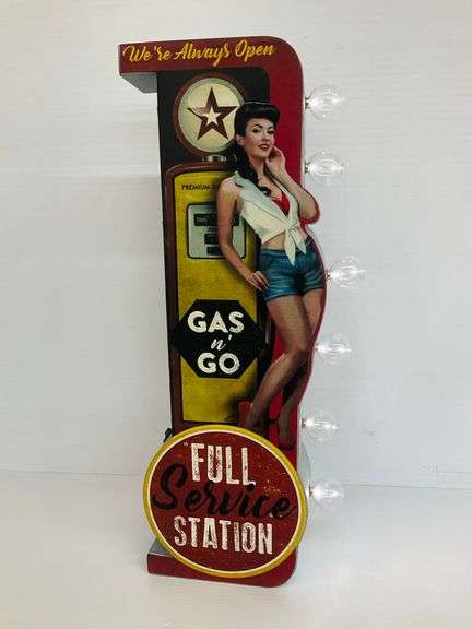 Gas Station Full Service Station Advertising Lighted Marquee Sign... works image