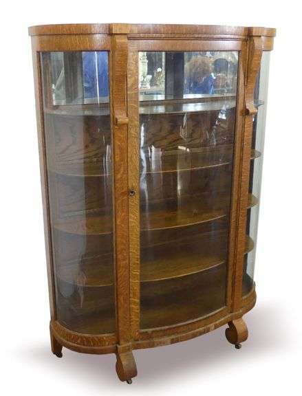 Antique Curved Glass China Cabinet image