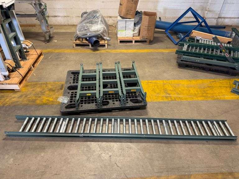 Hytrol Conveyor Roller Table Section and Supports ... 38 x 112 x 12 in. ... See Description image