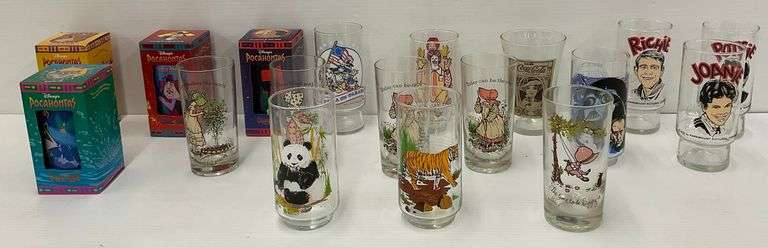 Group of 18 Vintage Character Drinking Glasses image