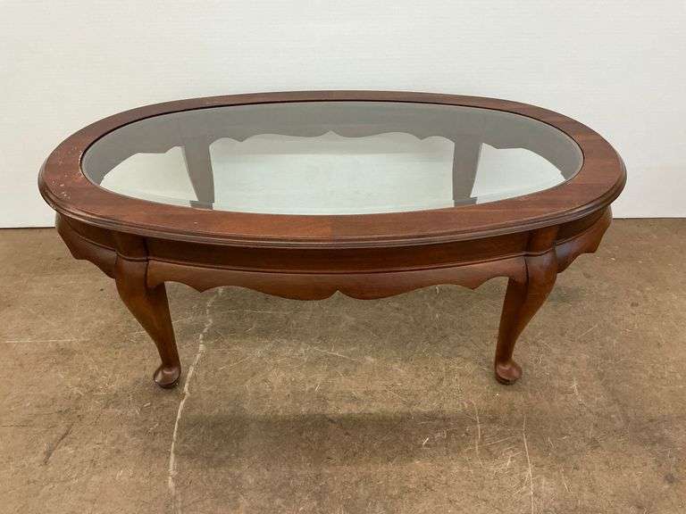 Oval Glass Top Coffee Table...see description and photos image
