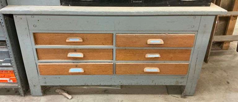 Wooden Storage Cabinet with contents  ... 33 x 66 x 41 in. image