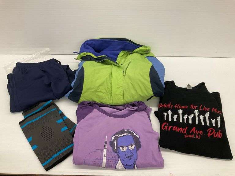 Various Apparel - Columbia Jacket, T-Shirts, Track Pants, and Knee Sleeves image