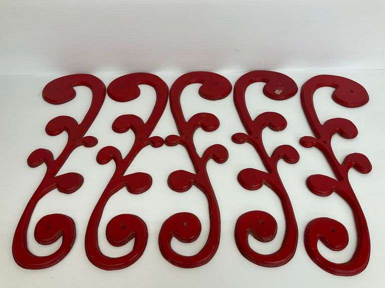 Set of Six Decorative Architectural Wooden Scroll Pieces image