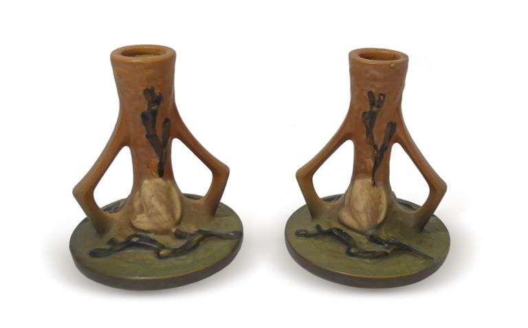 Pair of Roseville Magnolia Candle Holders image