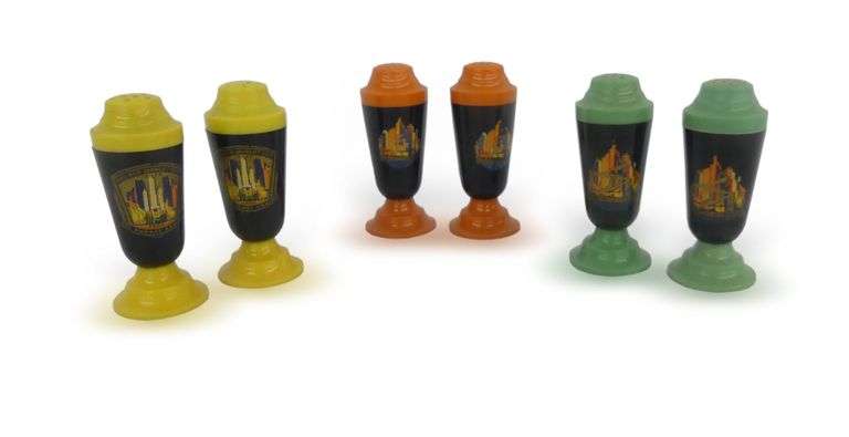 Three Sets of Century of Progress Chicago World's Fair Souvenir Salt & Pepper Shakers image