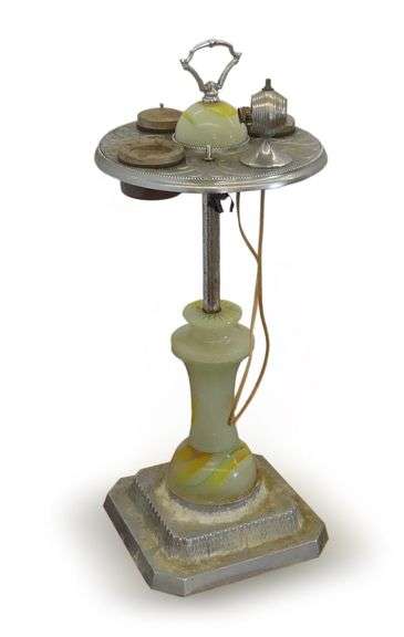 Art Deco Smoking Stand Table Lamp with Ashtrays image