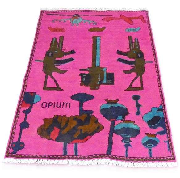 Afghan War Rug - Opium Poppy Theme image