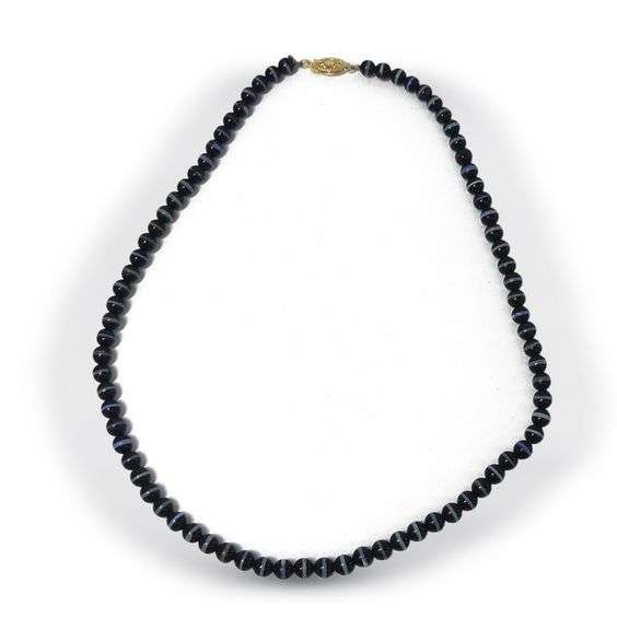 Banded Agate Beaded Necklace with 14K Gold Clasp image