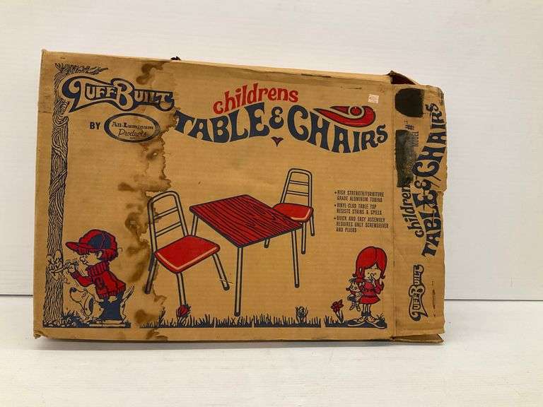 Vintage Tuff-Built Aluminum Children's Table & Chairs Set - New in Box image