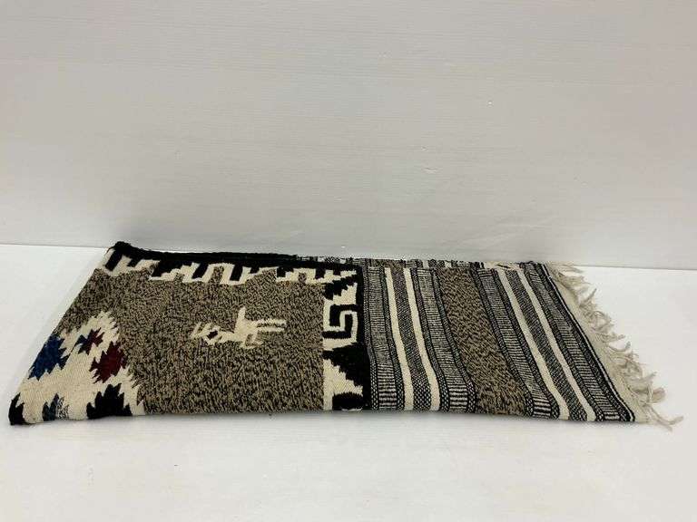 Woven Throw Blanket with Geometric and Animal Designs image