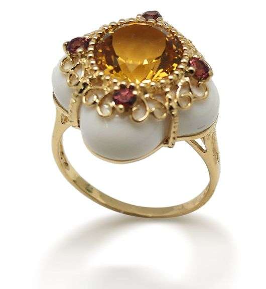 14K Gold Ring with Gemstones...size 9 image