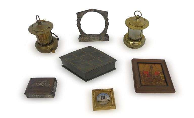 Group of Chicago World's Fair 1933-1934 Framed Art, Metal Boxes, and More image