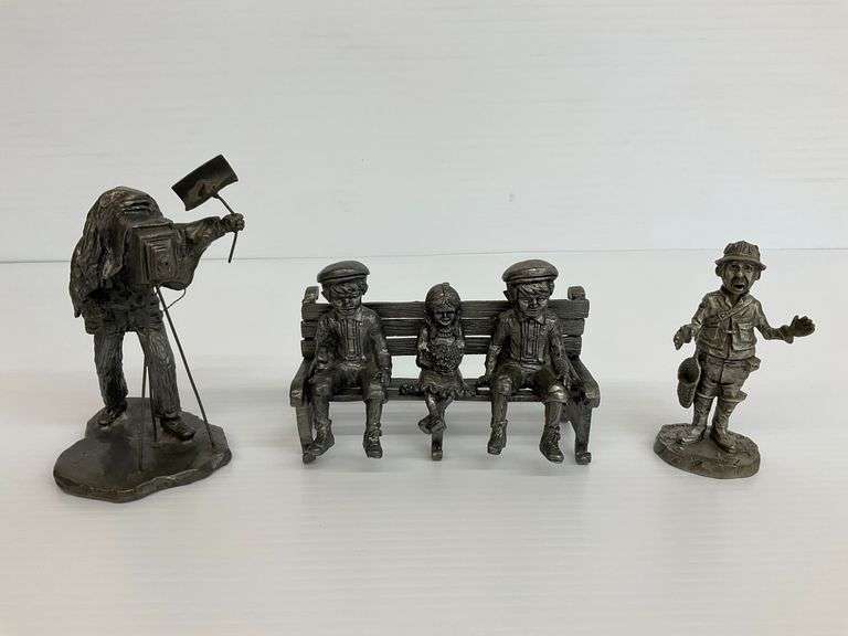 Pewter Figurines - Photographer, Children on Bench, Hunter image