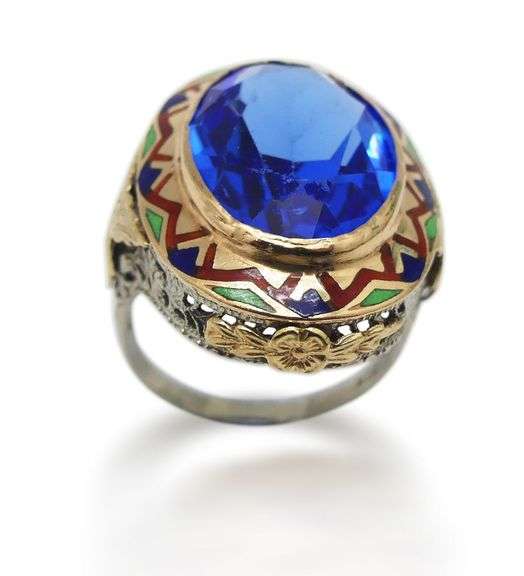 10K Gold Ring with Blue Stone - Size 6.5 image