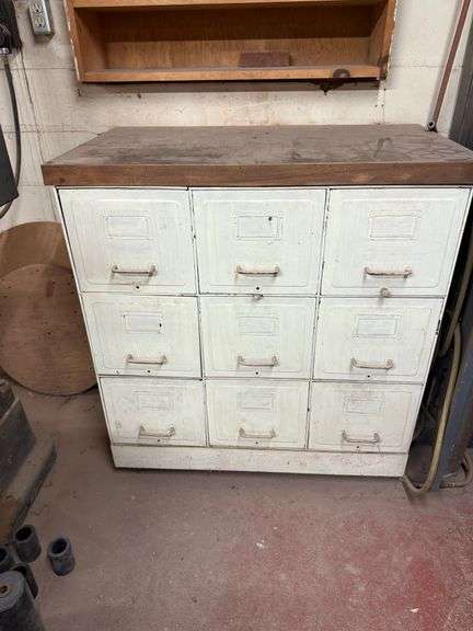 Metal Storage Cabinet w/ Wooden Top ... 45 x 42 x 24 in. image