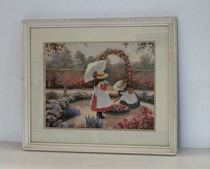 Framed Print of Girls in the Garden image