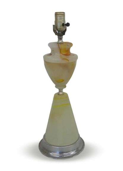 Lamp with Swirled Glass ... Akro Agate or Houze Glass image
