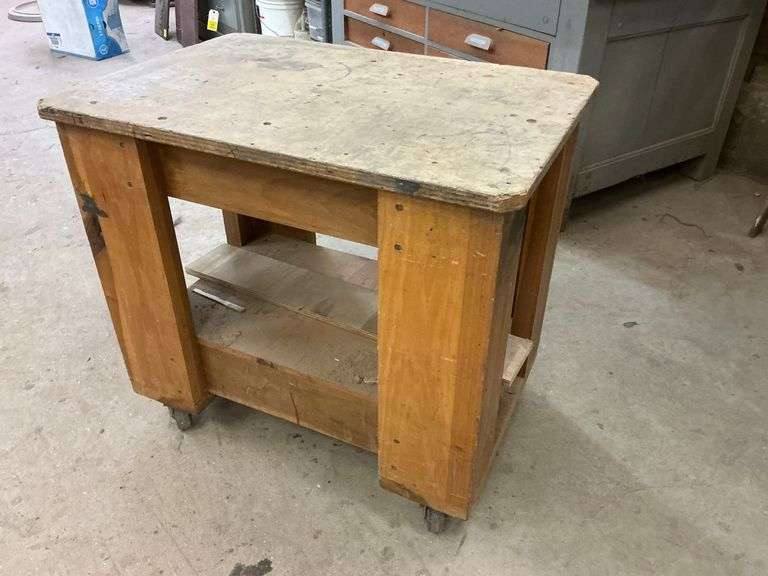 Wooden Rolling Cart ... 31 x 34 x 24.5 Inches image