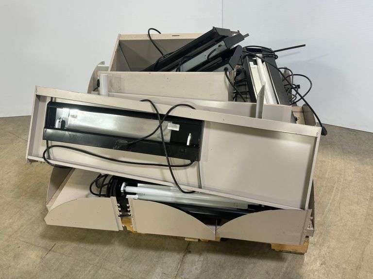 Pallet of Metal Shelving and Lighting Fixtures image