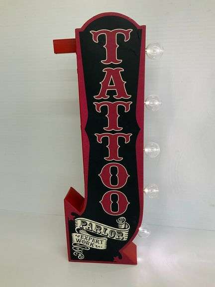 Lighted Tattoo Parlor Arrow Marquee Sign... works image