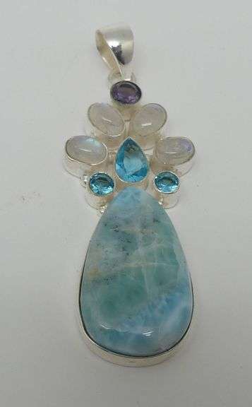 Sterling Silver Pendant with Assorted Gemstones image