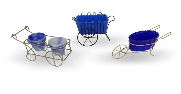 Three Miniature Cart Planters image
