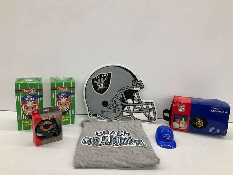 New NFL Team Merchandise Lot: Troll Bobbleheads, Nightlight, T-Shirt & More image