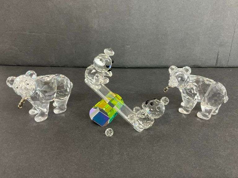 Crystal Bear Figurines Group Including Swarovski... see description image