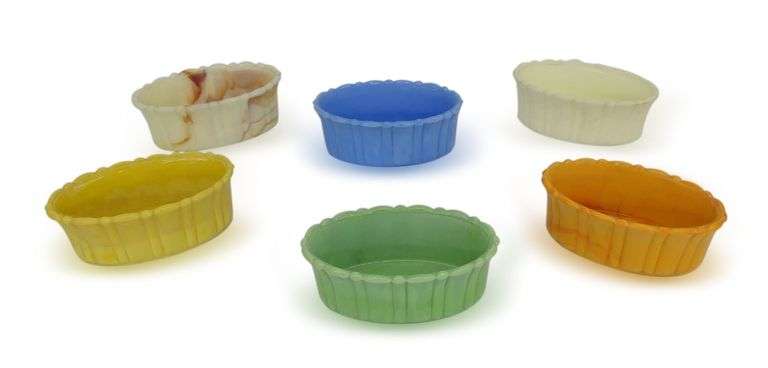 Six Uranium Vaseline Glass Dishes image