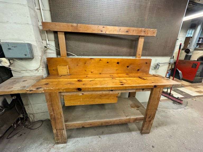 Wooden Workbench with Storage ... 67 x 76 x 26 in. image