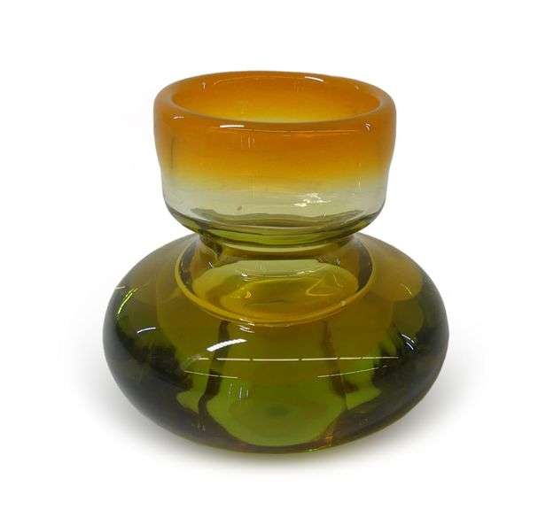 Olive and Amber Blown Glass Vase image