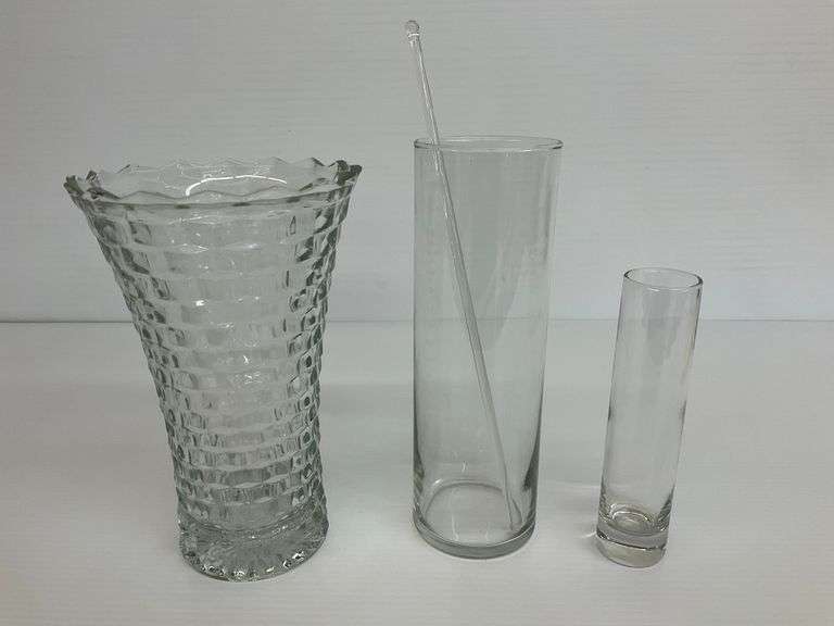 Three Clear Glass Vases image