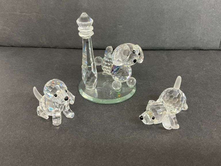 Three Swarovski Crystal Dog Figurines image