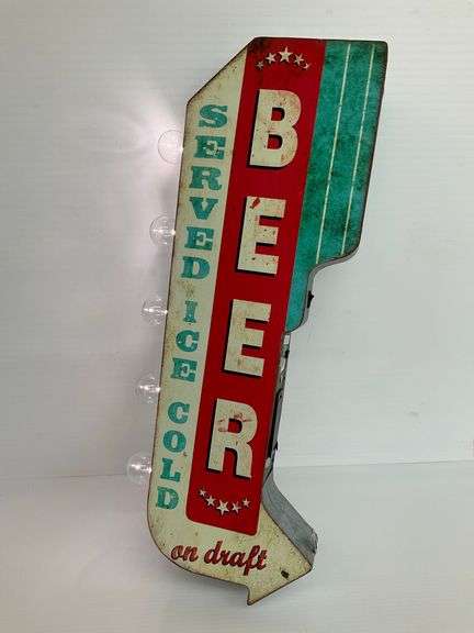 Lighted "Beer Served Ice Cold On Draft" Marquee Sign... works image