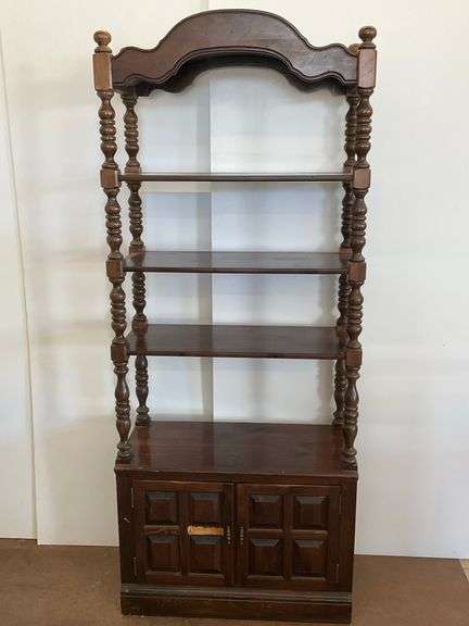 Dark Wood Shelving Unit with Bottom Cabinet image