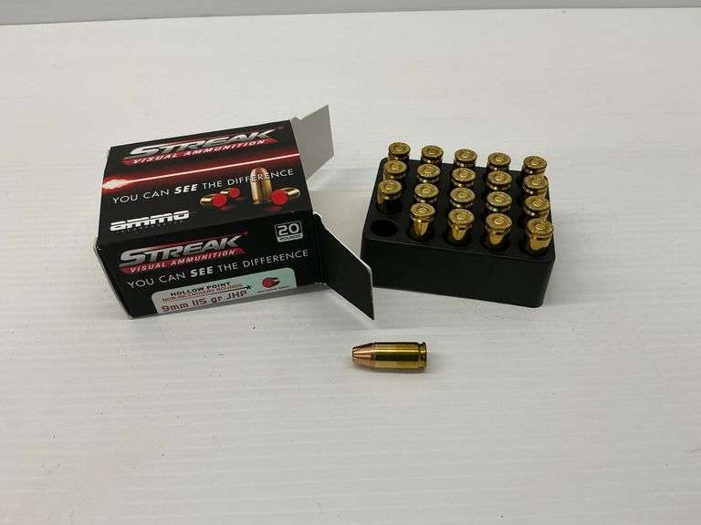 New - Streak Visual Ammunition 9mm Ammo - One 20 Round Box image